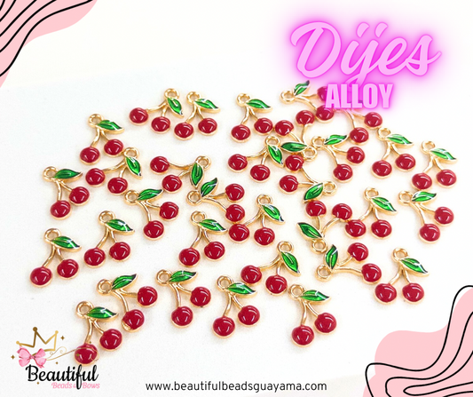 Alloy Cherry Charm 8pc