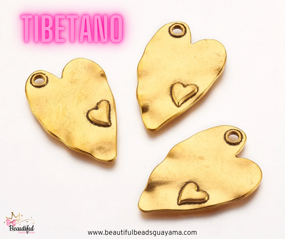 Tibetan Alloy Heart 3pc