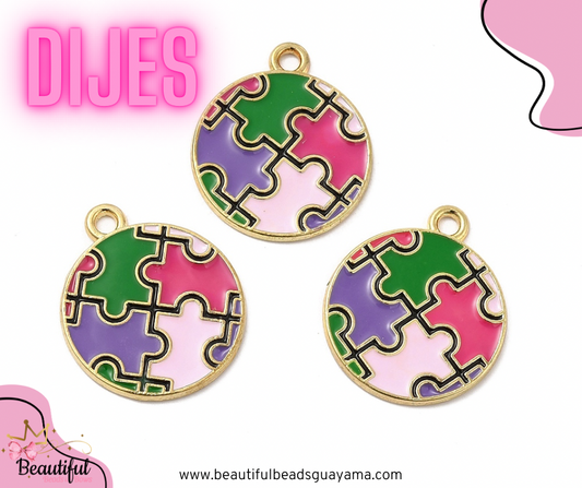 Alloy Autism Charm 3pc