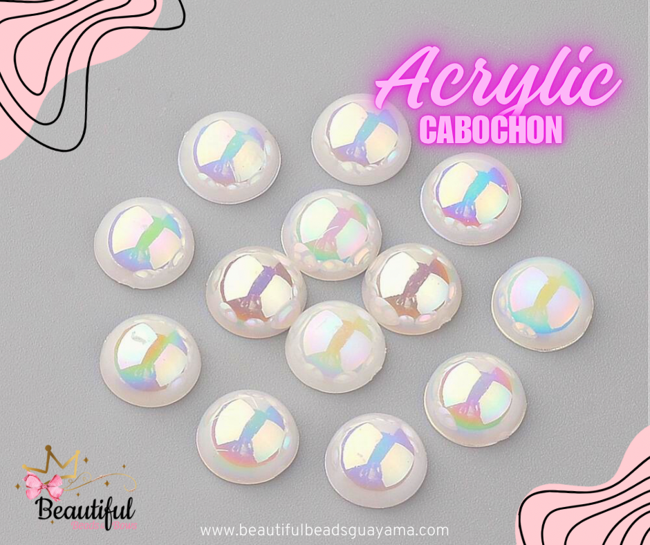 AB White Cabochon 6mm 100pc