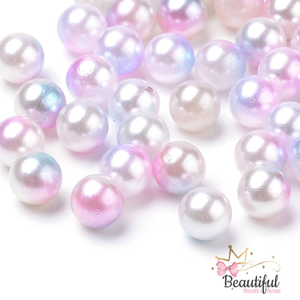 Pink pearl Acrylic Beads NO Hole 6mm