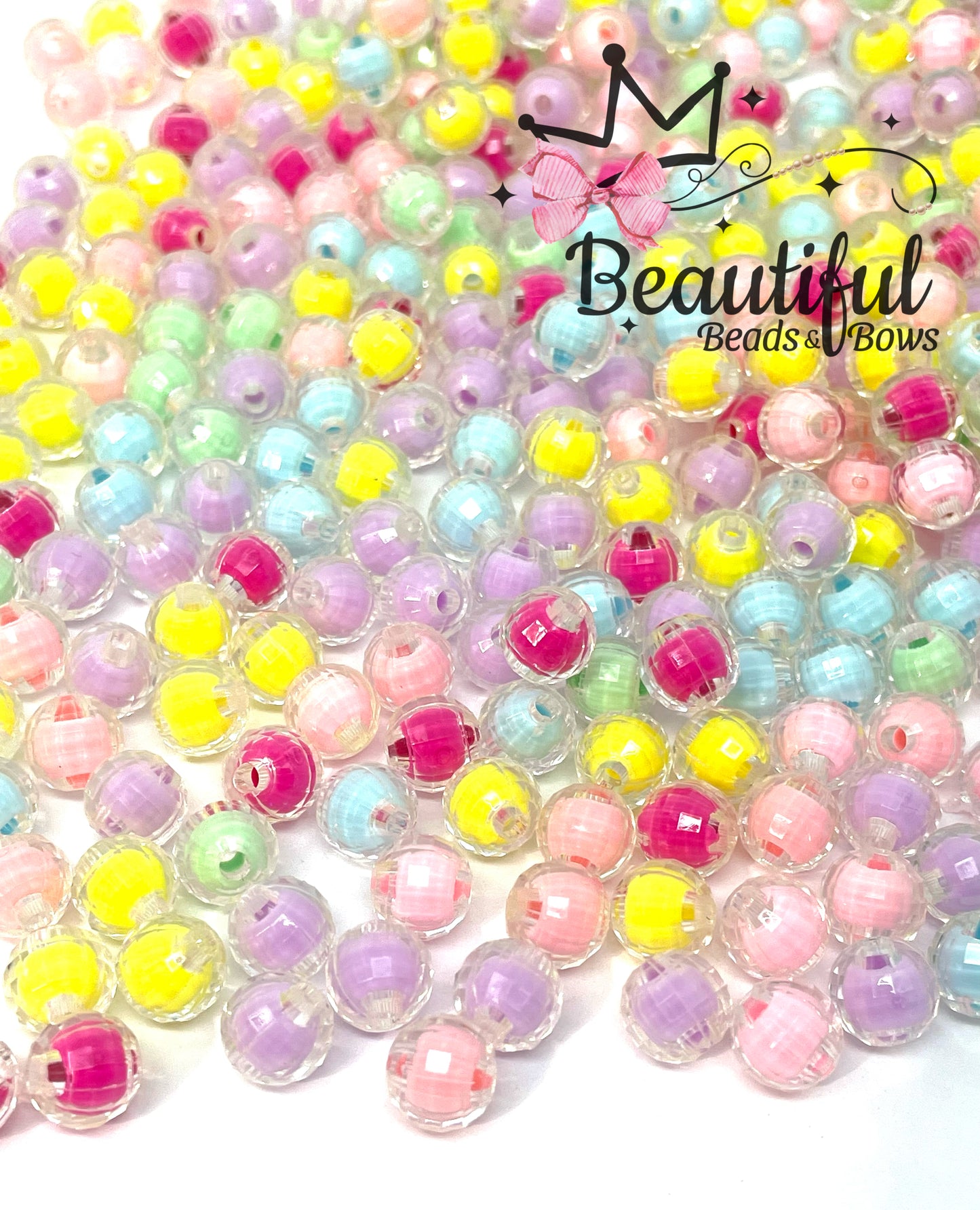 Acrylic Round Faceted Beads