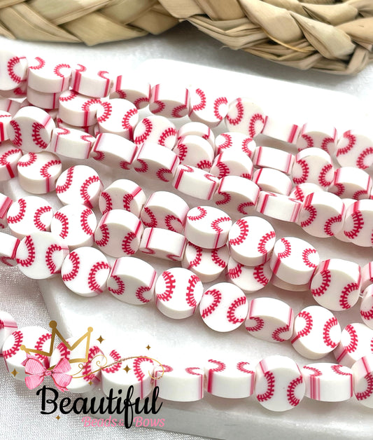 Baseball Clay Beads Strand